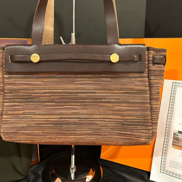 Hermes Vintage Brown Vibrato Herbag Cabas PM
Tote 2 n 1 Bag w/COA  Full Inc. - Picture 1 of 16